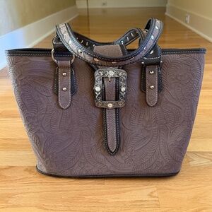 P & G Western Style Handbag Purse Brown Taupe